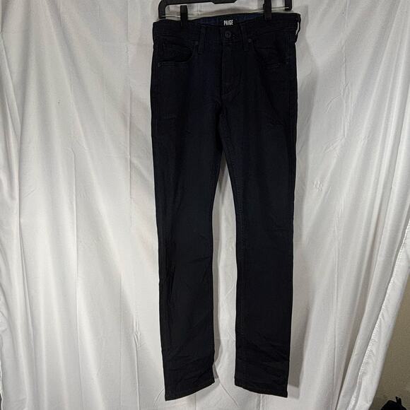 Paige Hoxton Ankle Velvet Stretch Pants Midnight Blue Size 25 Preowned Designer - Picture 1 of 5